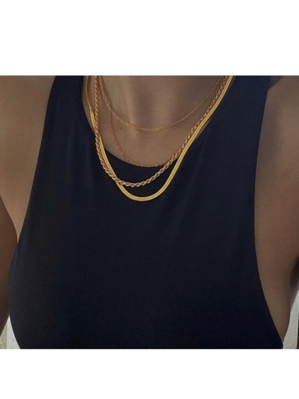 GOLD 14k Gold Plated 3pc Heartbroken Snake Cuban Necklace Set - Picture 4 of 4